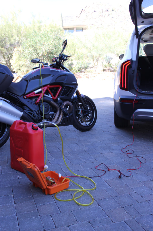 Filling Can with Gas from Motorcycle using GasTapper siphon