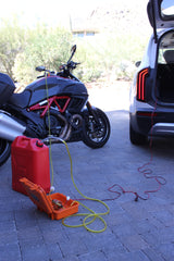 GasTapper Standard filling up motorcycle with gas from gas can